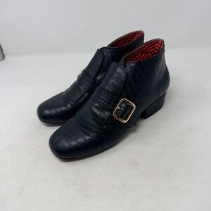 But Another Innocent Tale Monk Strap Booties Black Croco Size 8 Dark Academia